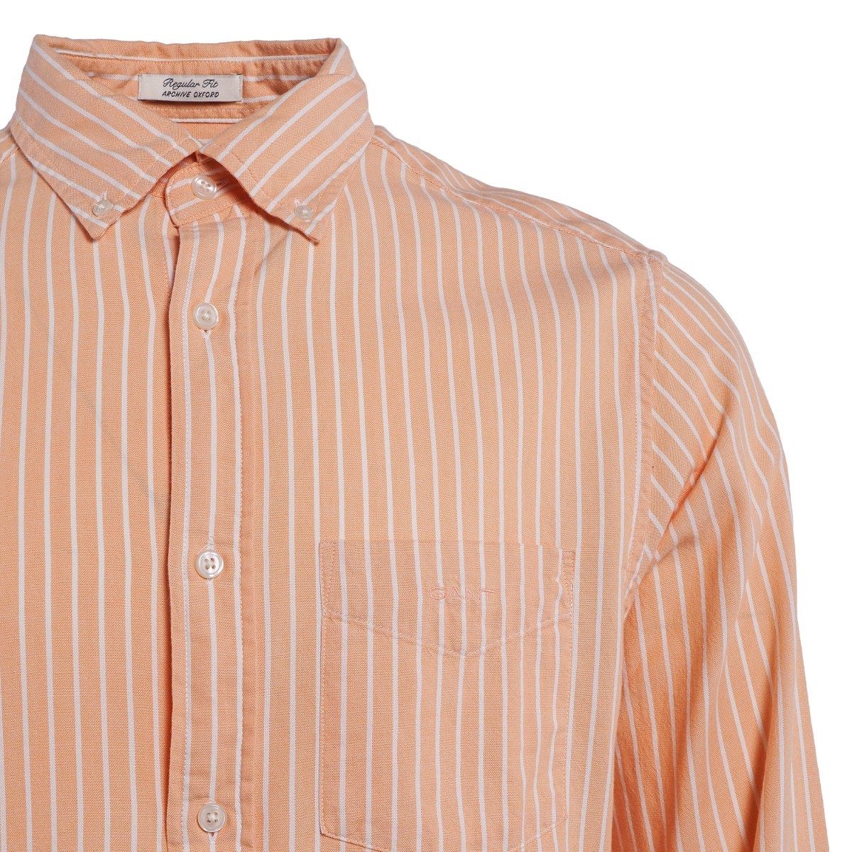 GANT men's shirt striped 100% cotton long sleeve orange classic size M gallery