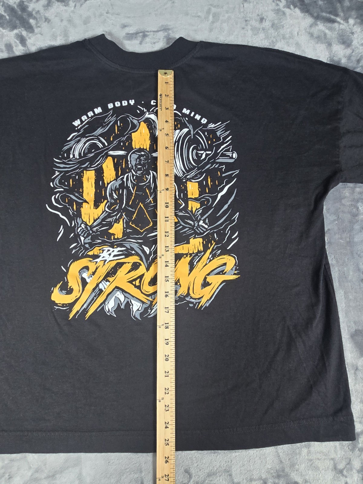 New Mens Warm Body Cold Mind Weight Lifting T Shirt Size XL Black gallery