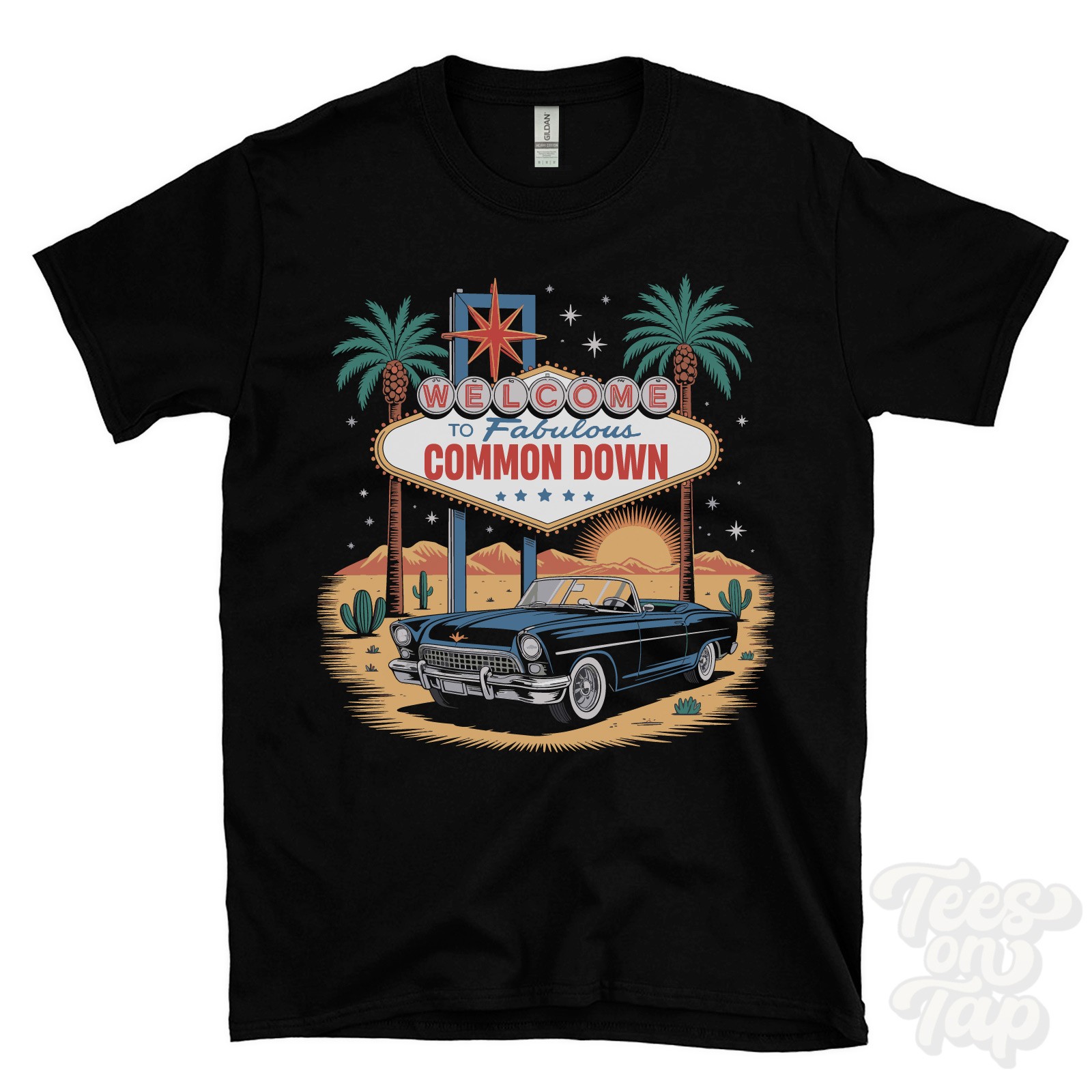 COMMON DOWN LAS VEGAS SIGN PARODY FUNNY T-SHIRT bishops lydeard somerset england gallery