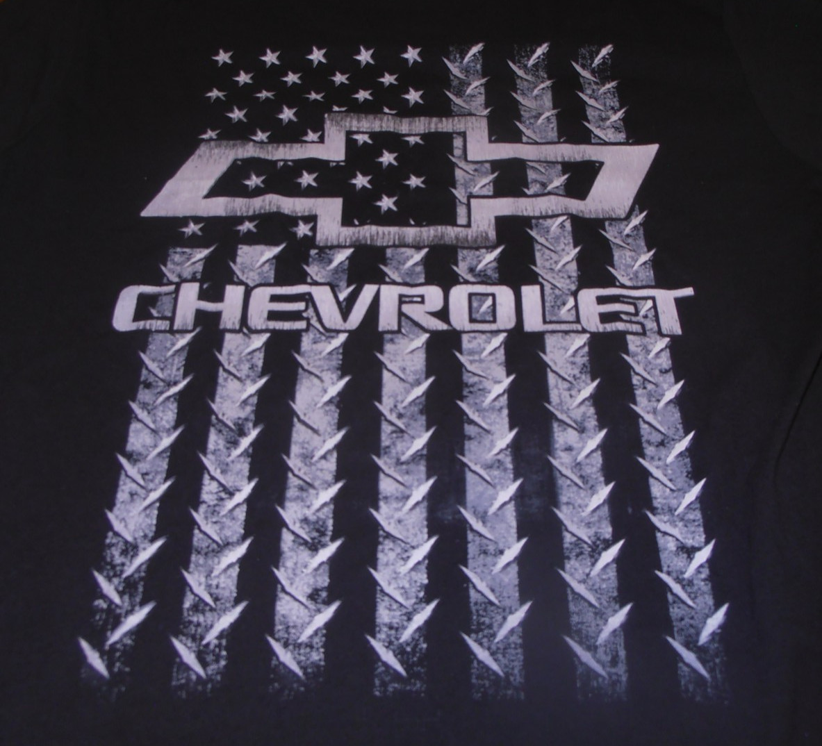 NWT- CHEVROLET "TIRE TRACKS USA FLAG" S/S BLACK T-SHIRT MEN'S 3XLT gallery