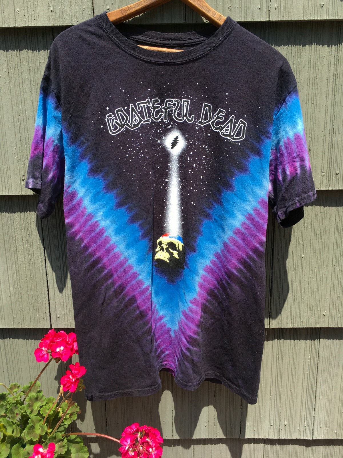 Grateful Dead Spotlight Star Shine Skull T-Shirt M-2XL Tie Dye Night Sky 2 Sided