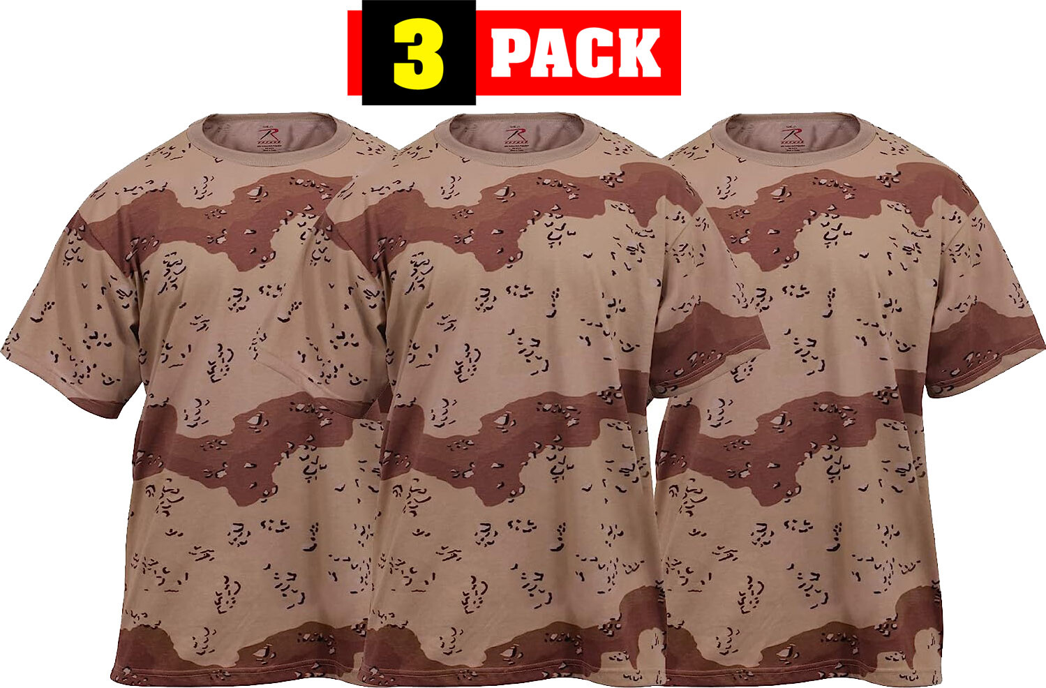Desert Camo Six Color Army T-Shirts Tactical Military Short Sleeve Tees - 3 PACK gallery