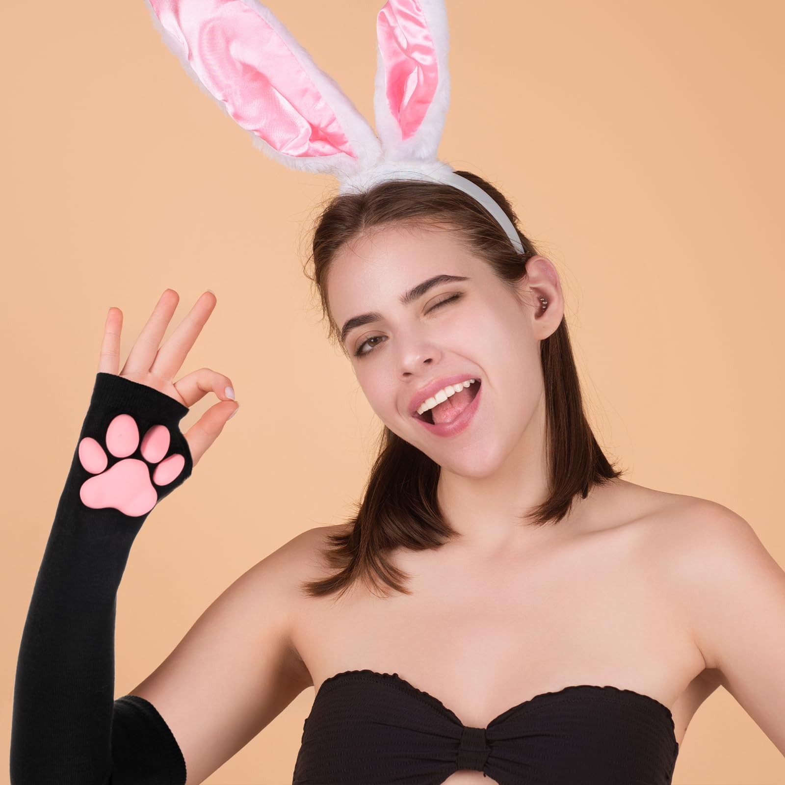 Women's Cute Therian Cat Paws Gloves 3D Cat Claw Paws Pad Sleeves for Cosplay gallery