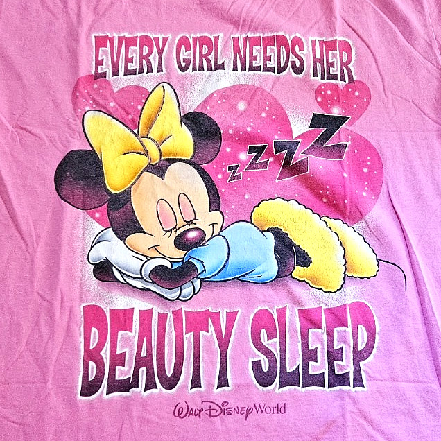 Vintage 90s Y2K Disney Minnie Mouse Beauty Sleep T Shirt OSFA Women’s