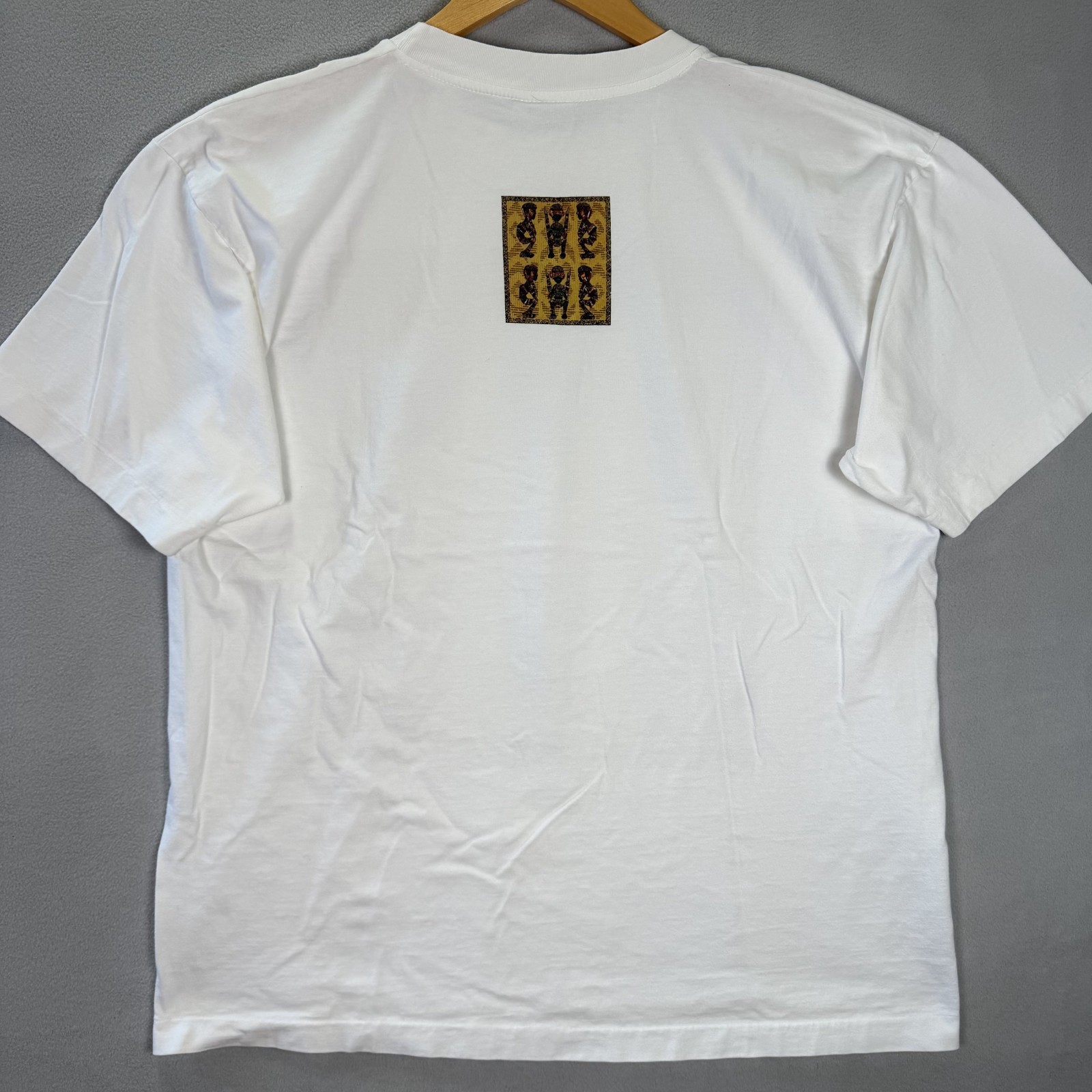 Vintage Art T Shirt Mens XL White Bali Primitive Native Hand Made Single Stitch gallery