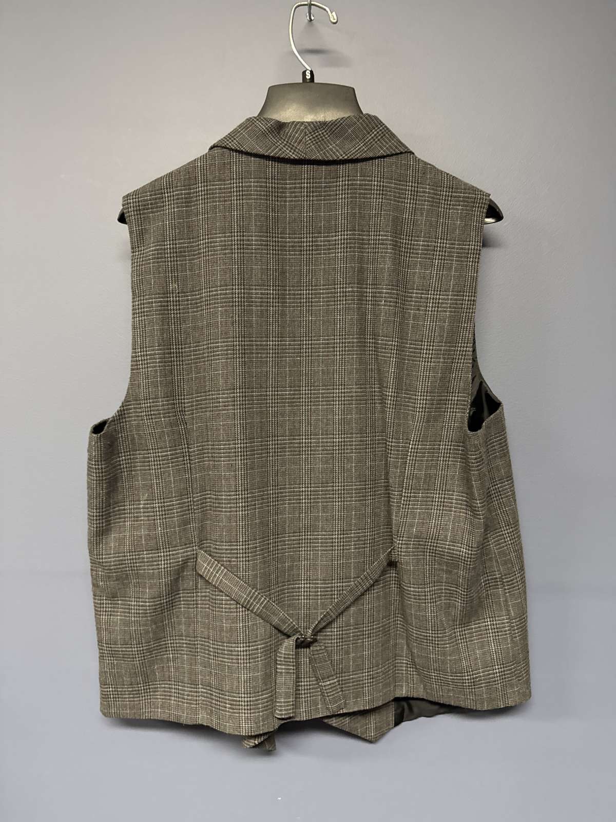 Gray Plaid Suit Vest Waistcoat Adjustable Back 19x27 Unbranded gallery