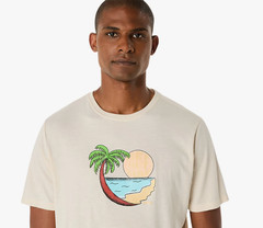 ASICS® Men’s MEDIUM Palm In The Sun “Get Outside” Short Sleeve T-Shirt – Oatmeal