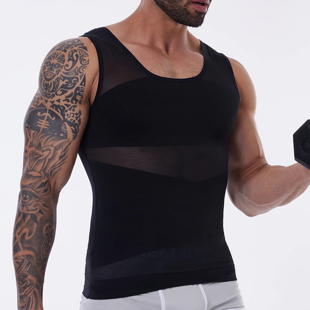 Men Slimming Body Shaper Tank Top Abdomen Gynomastica Compression Vest Shirt gallery