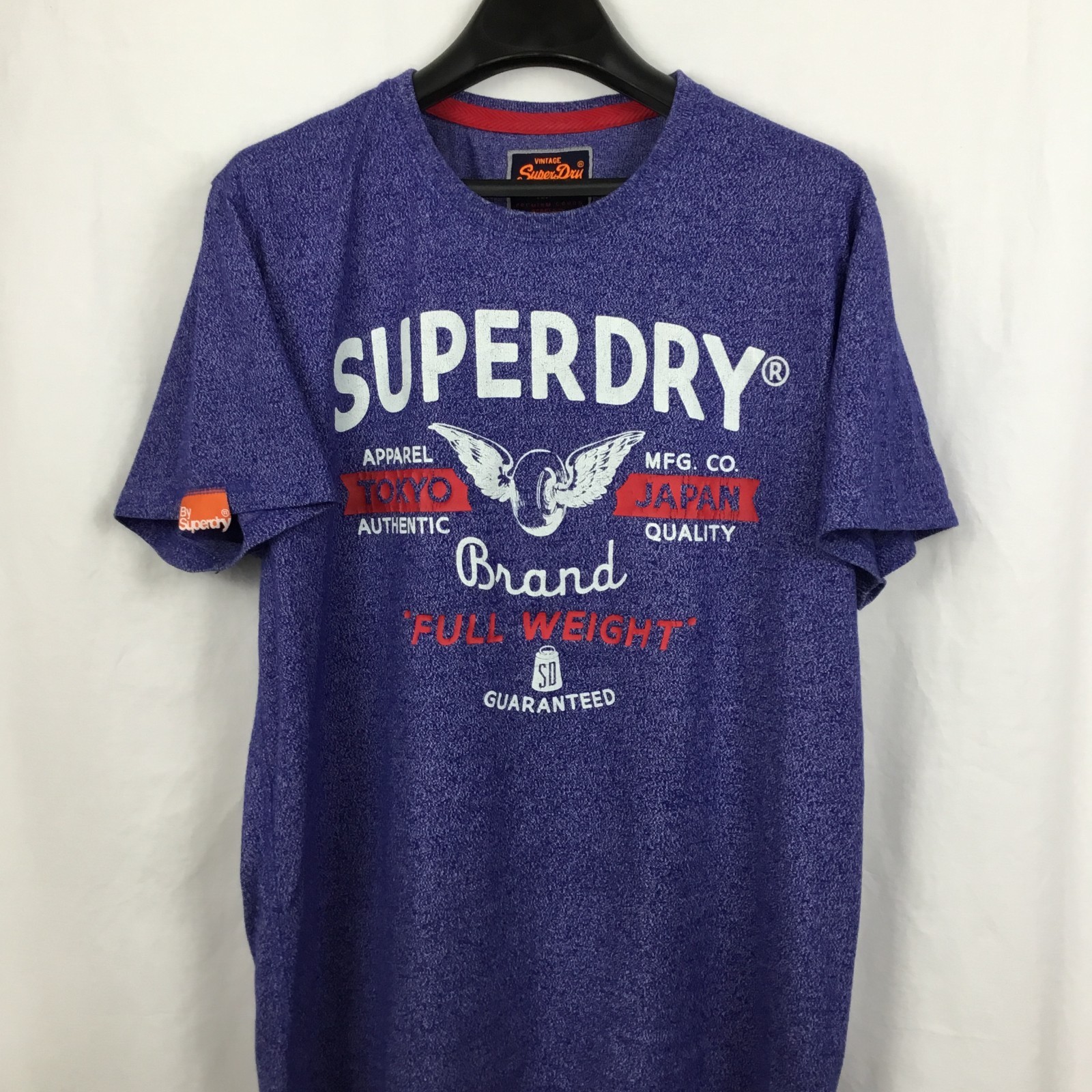 SuperDry Mens Graphic T-Shirt 2XL Blue Flecked Vintage Logo Hipster Preppy Boho gallery