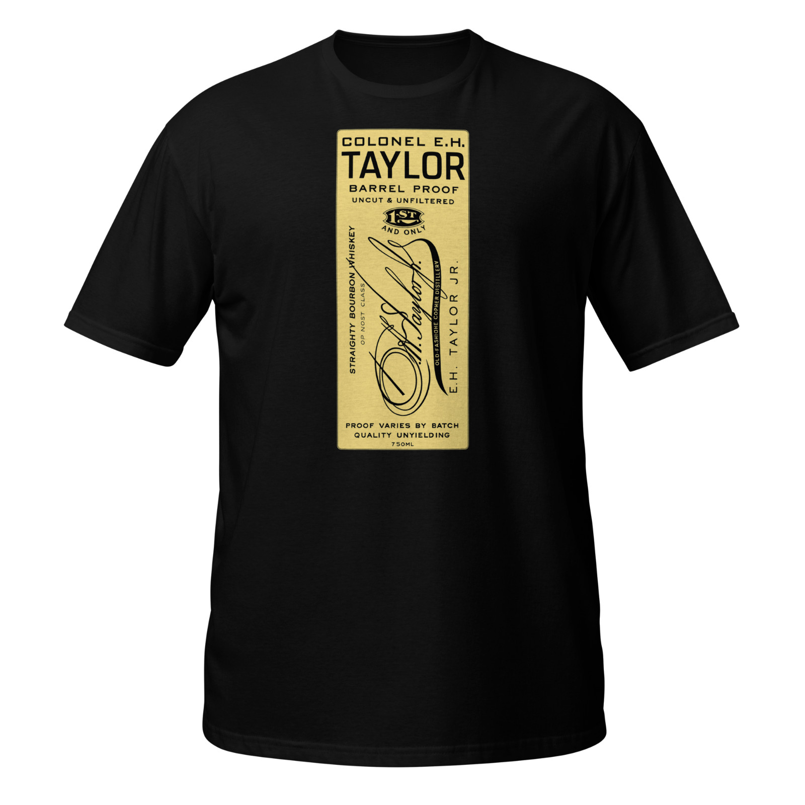 Colonel E.H. Taylor Bourbon Shirt Barrel Proof Whiskey Label Graphic Tee gallery