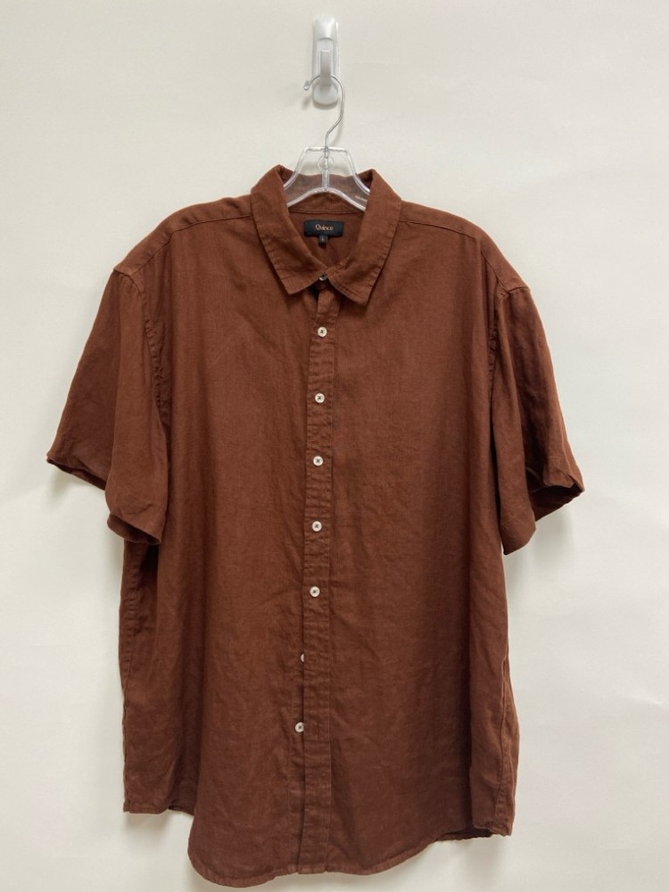 Quince Size L Brown Button Up Linen Men’s Short Sleeve Shirt