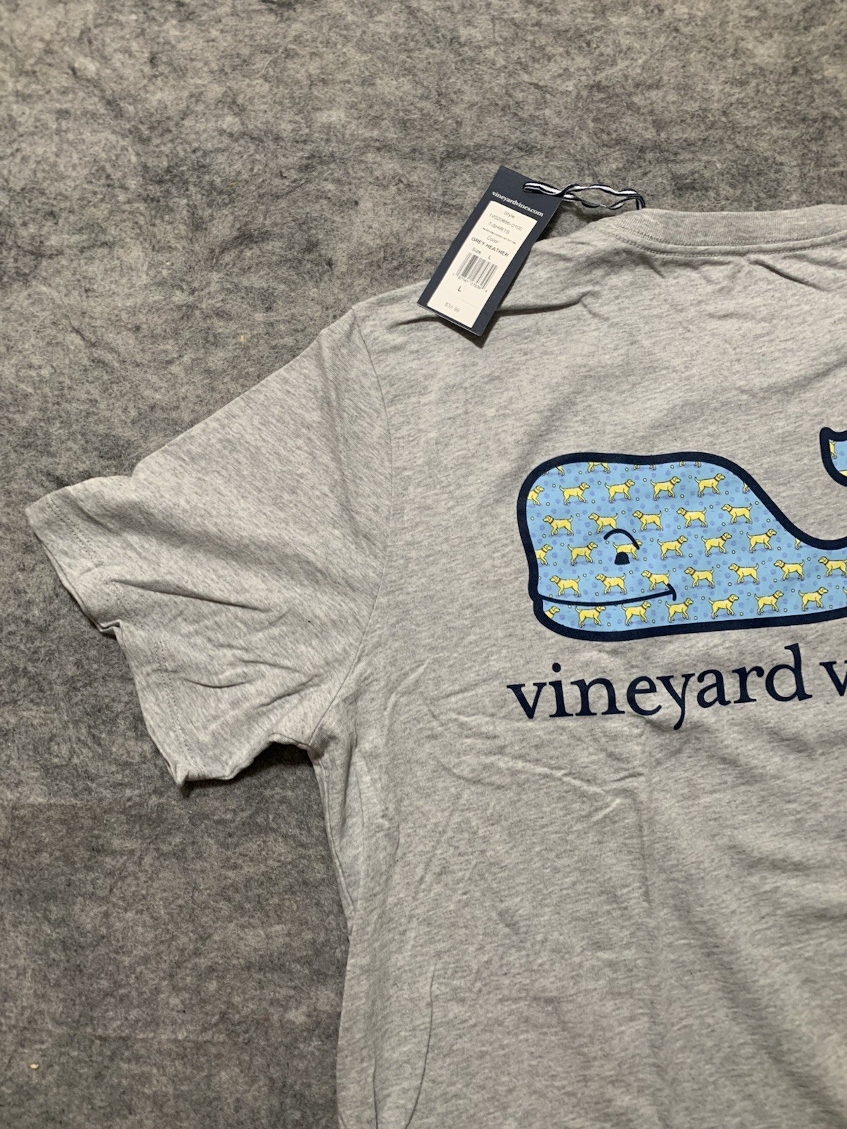 Vineyard Vines Men's Golden Retriever Dog Whale Gray T-Shirt Size Large NEW NIP gallery