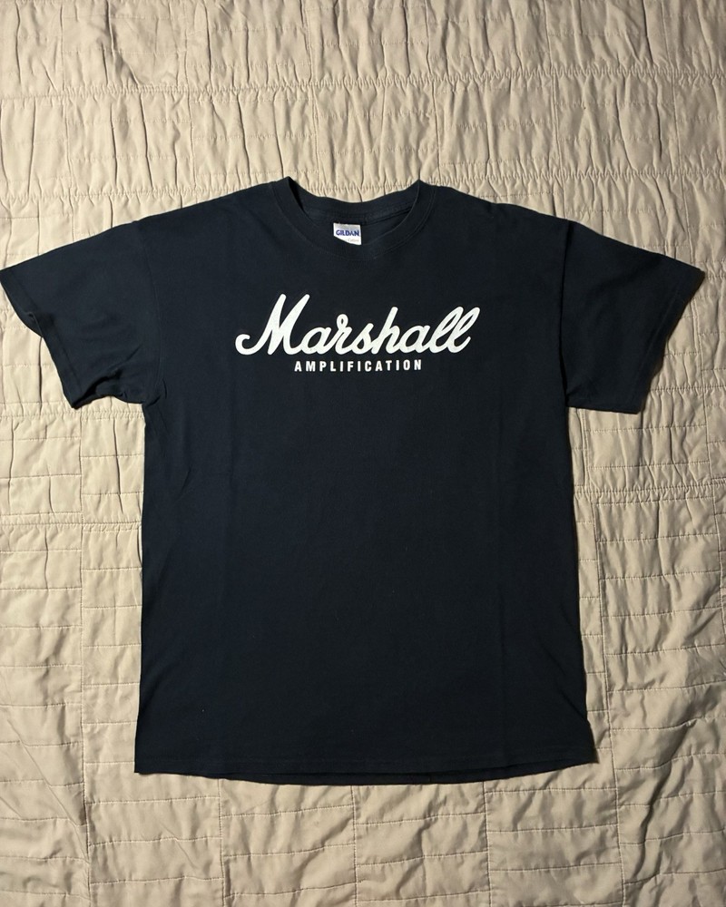 Gildan Heavy Cotton Marshall Amplification Black Graphic Heavyweight Tee Medium