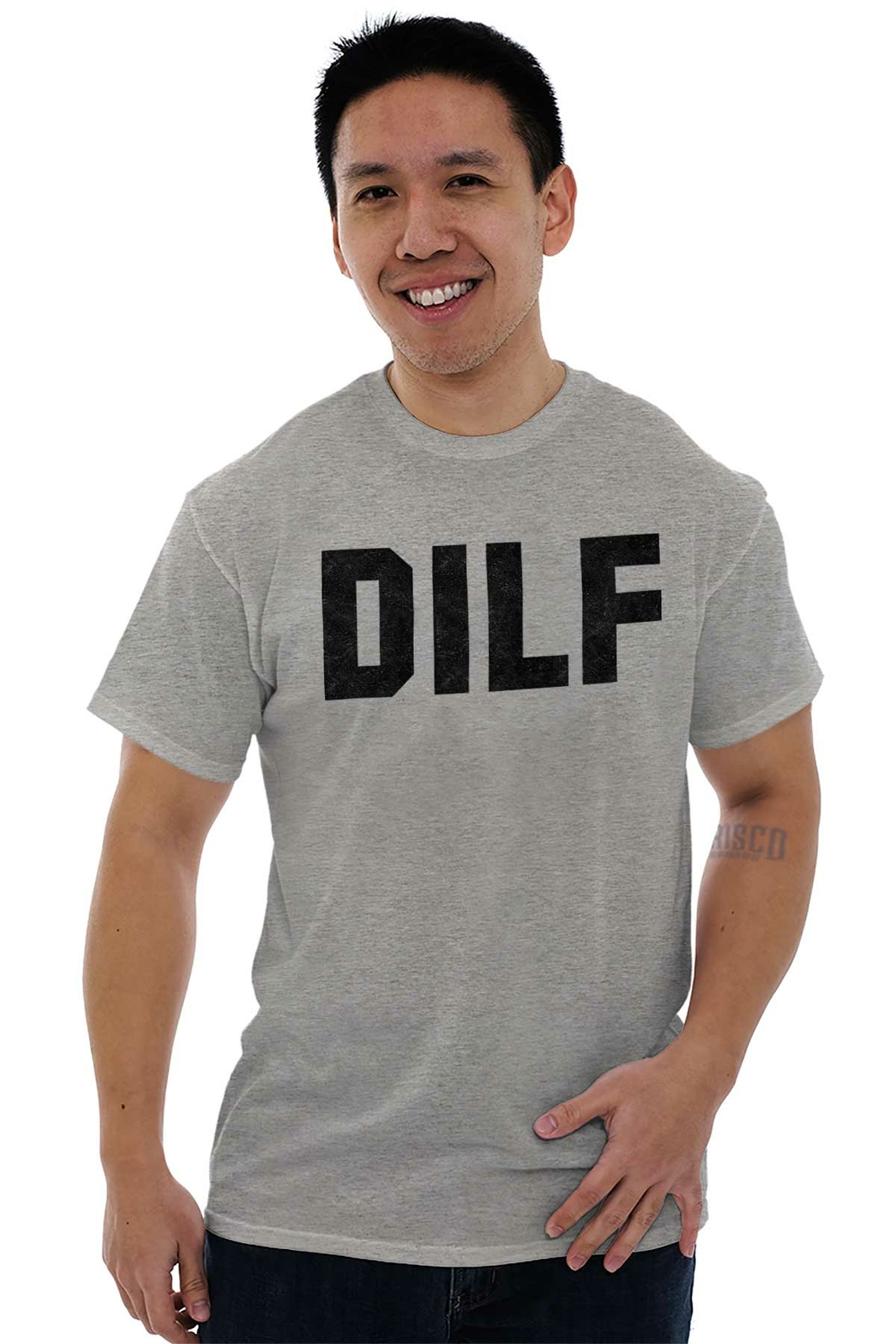 DILF Funny Crude Husband Graphic Novelty Mens Short Sleeve Crewneck Tee gallery