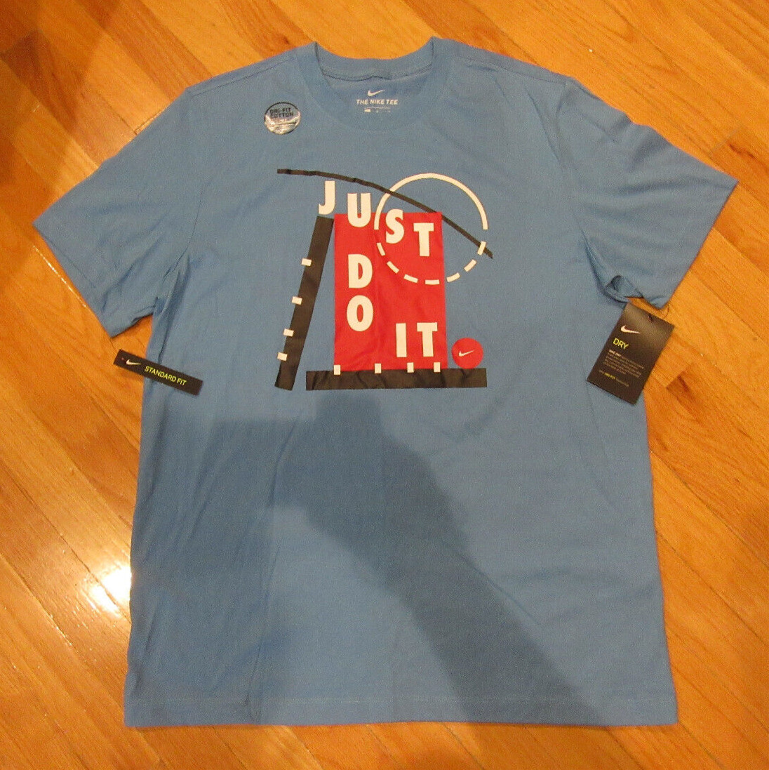 Nike Men's Blue T-Shirt "Just Do It" Short Sleeve Crew Neck Athletic Sz L gallery