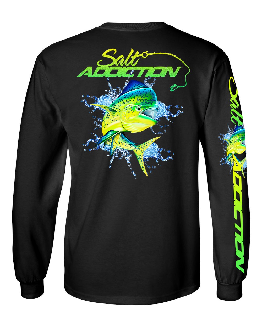 Salt Addiction Saltwater Dolphin Fishing Long Sleeve T Shirt Mahi Mahi Cotton gallery