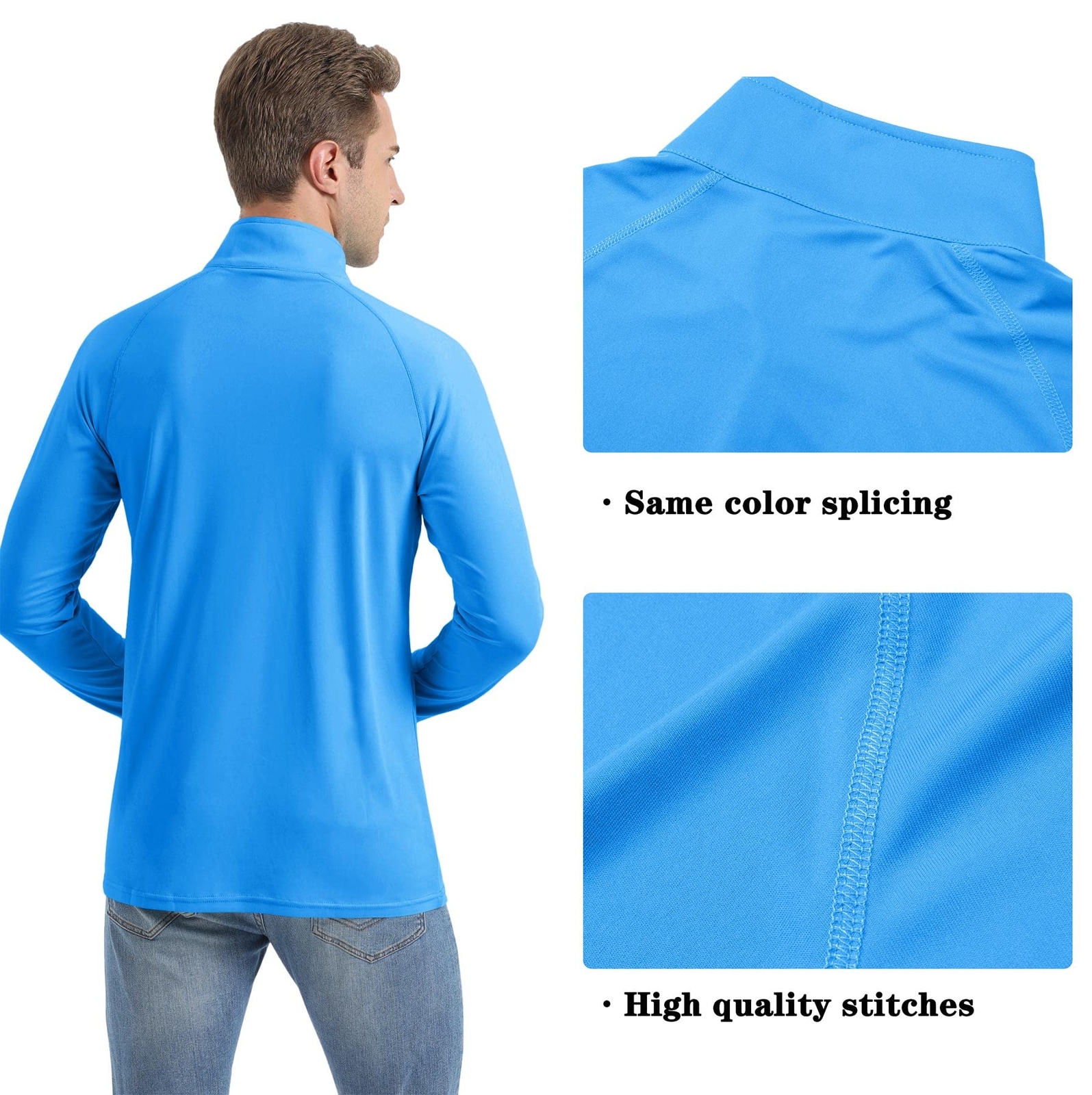 UPF50+ Men's Sun Protection UV Shirts 1/4 Zip Long Sleeve Performance Golf Tops gallery