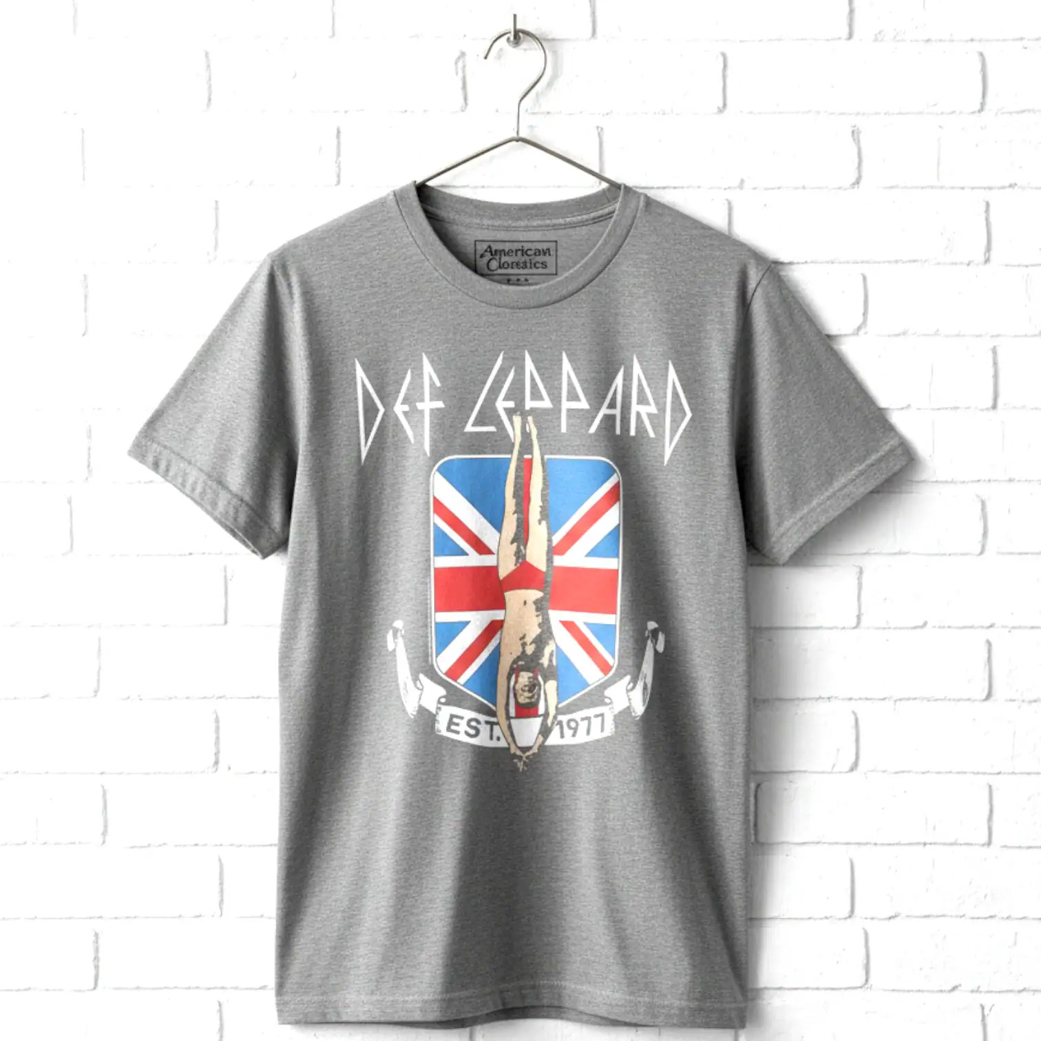 Def Leppard Diver Union Jack Men’s T Shirt Rock Band Tour Merch