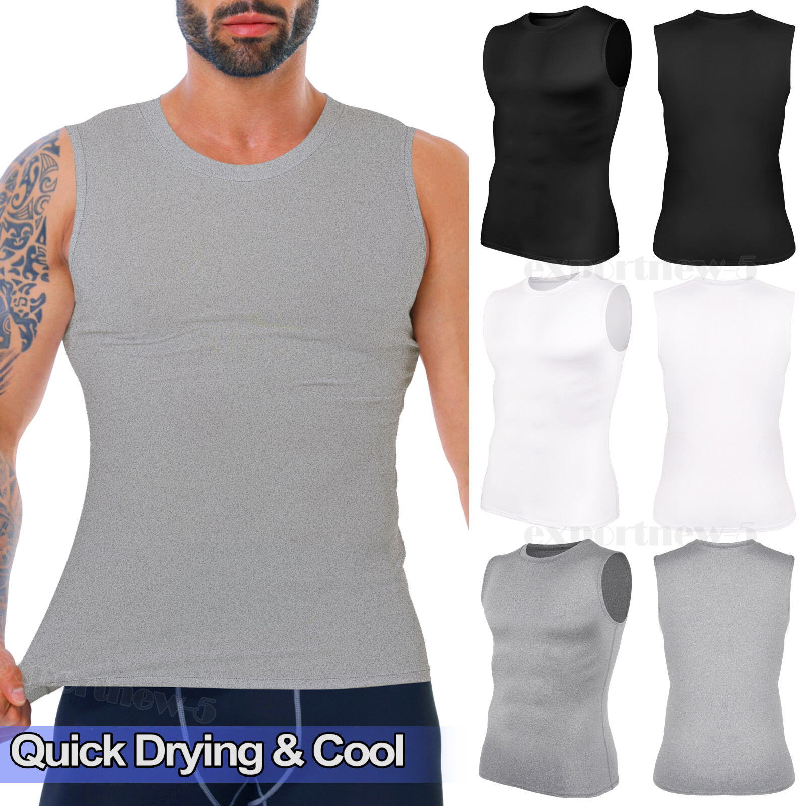 Mens Compression Vest Tank Top Sports T-Shirt Slim-Fit Muscle Undershirt Workout gallery