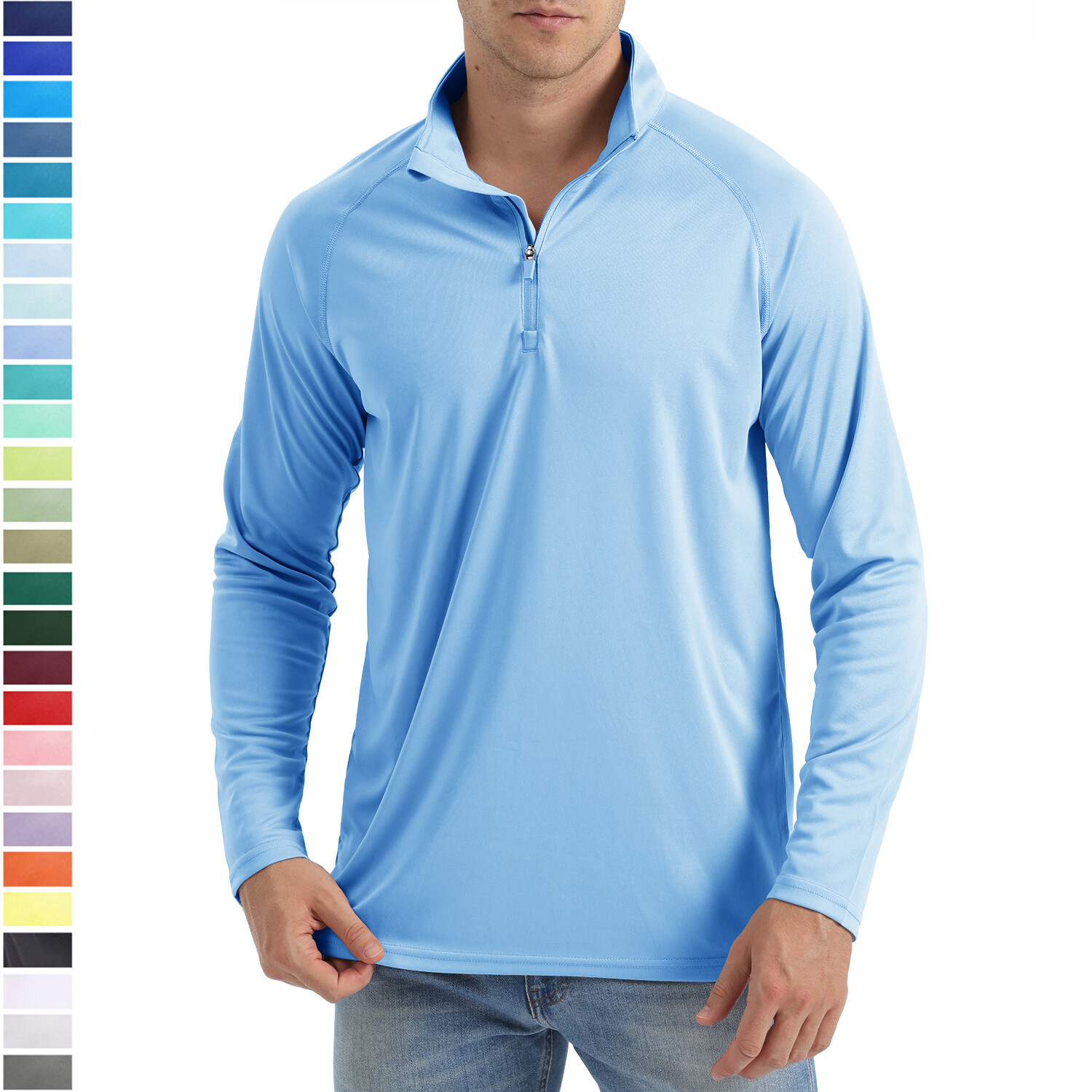 Men's UPF 50+ T-Shirt 1/4 Zip Up Sun Block UV Protection Outdoor Fishing Shirts gallery