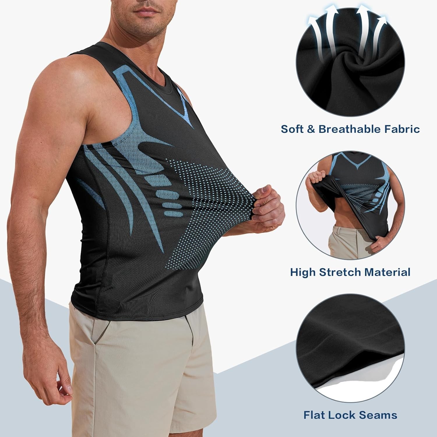 Men's Compression Shirt Ionic Shaping Sleeveless Vest Sports Base Layer Tank Top gallery