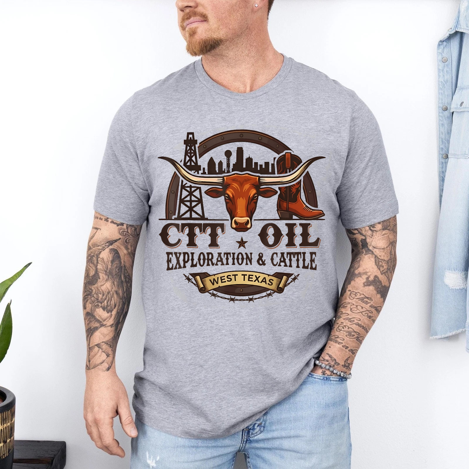 Vintage CTT Oil Exploration and Cattle for Men Women T-Shirt gallery