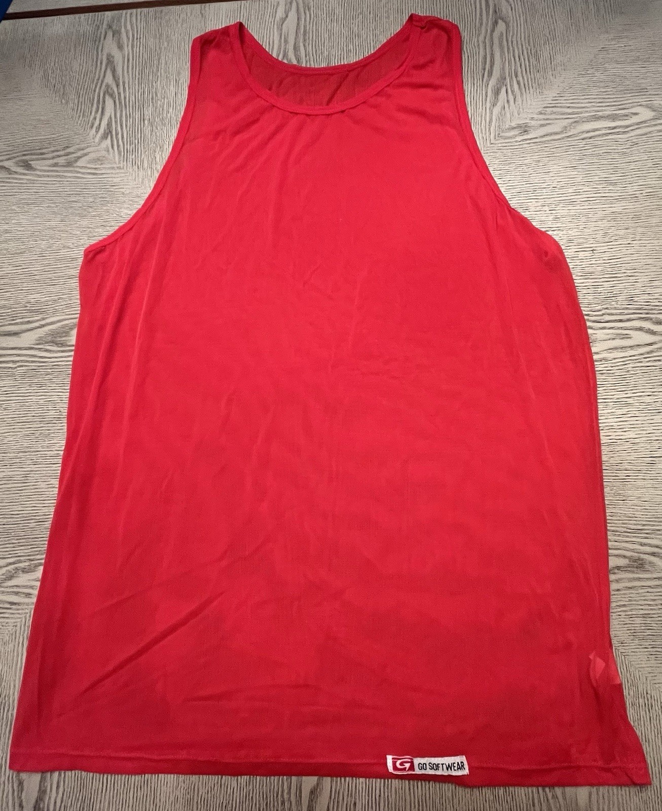 Go Softwear Men’s Sleeveless Red Mesh Tank Top Sz.XL See Through Fishnet
