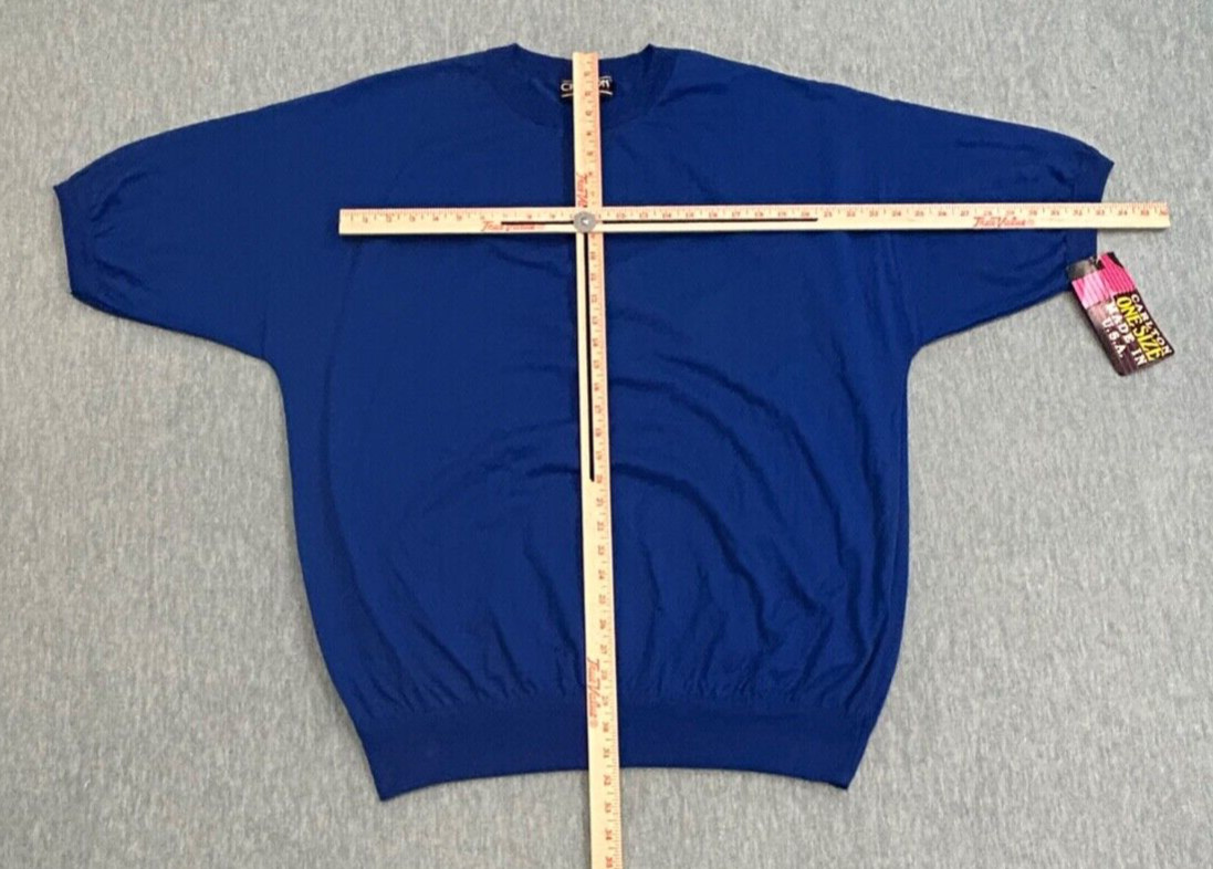 VTG Carlton Tee Shirt Mens Blue 2XL Ribbed Cuff Short Sleeve 80s T-Shirt USA gallery