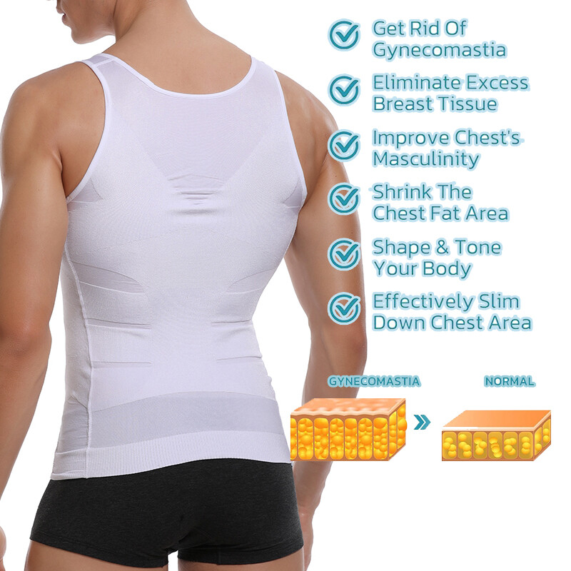 Men Slimming Body Shaper Belly Chest Compression Vest Girdle T-Shirt Tank Top US gallery