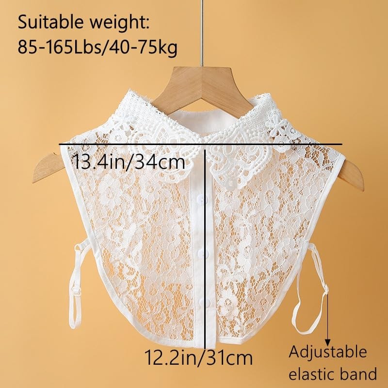 BEoneBEwin Fake Collar Detachable Dickey Collar, White Lace Collars Half Shir... gallery