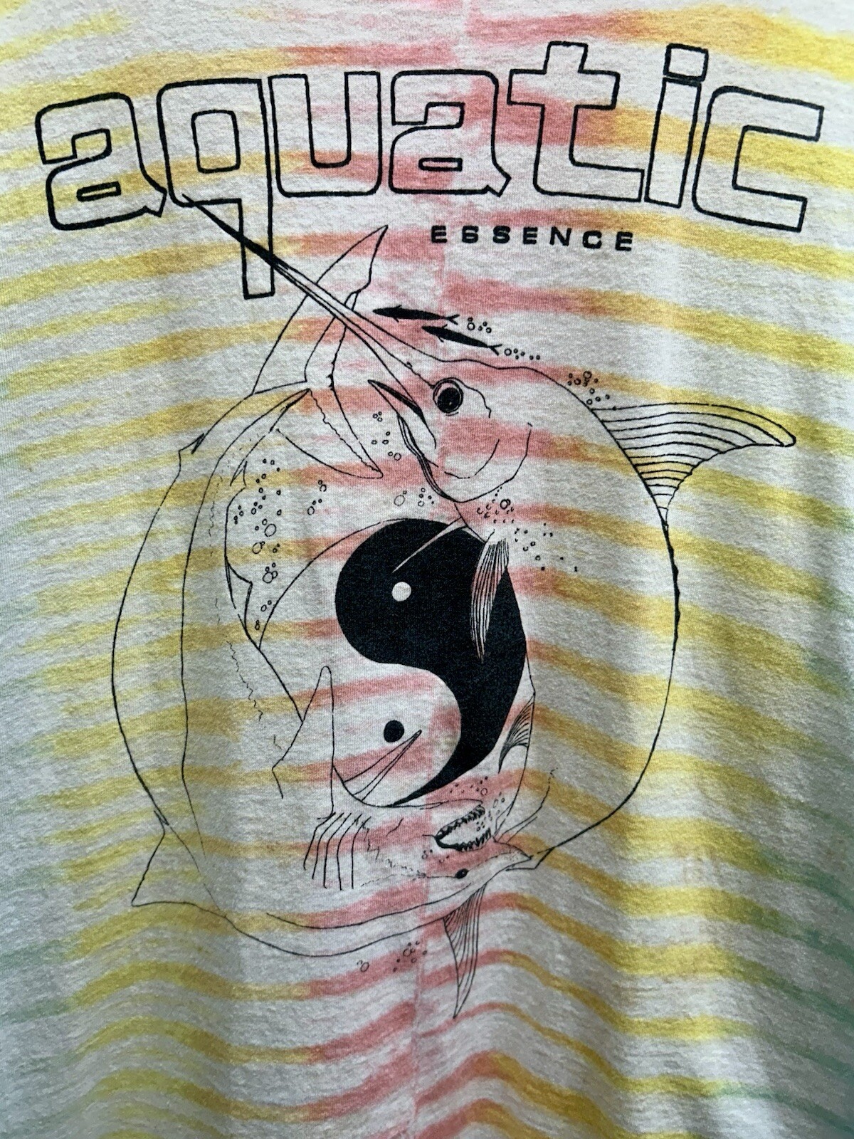 Aquatic Essence Tie Dye T-Shirt Shark Sword Fish Ying Yang Size Large gallery
