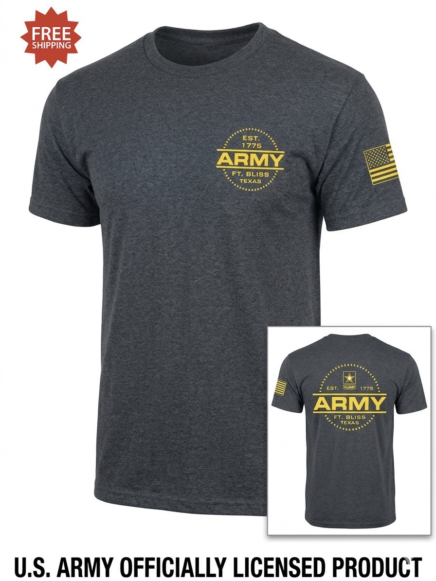 “United States Army Ft Bliss, TX 1775” Double Sided Gray T Shirt - Sz XL - NWT! gallery