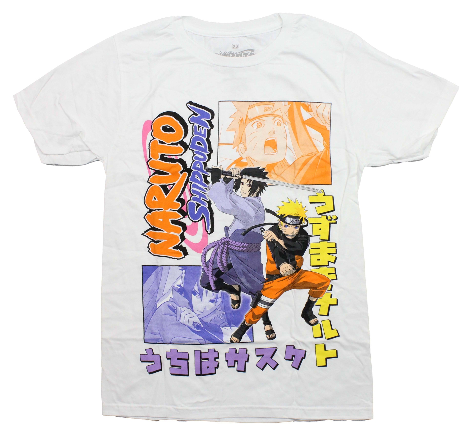 Naruto Shippuden New Adult T-Shirt - Sasuke & Naruto Fighting Stances Logo gallery