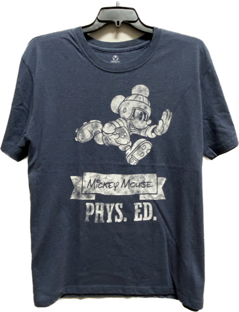 Disney Mickey Mouse Cassic Size L PHYS ED men Gray T shirt preshrunk cotton New