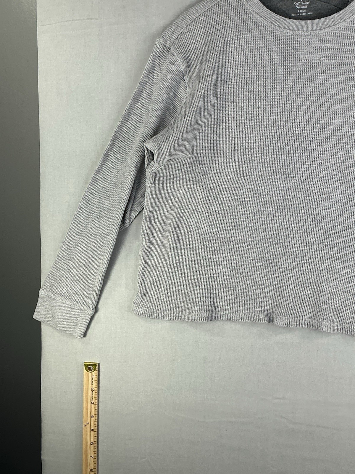 Member's Mark Men’s Large Soft Wash Thermal Shirt Waffle Knit Grey Heather L gallery