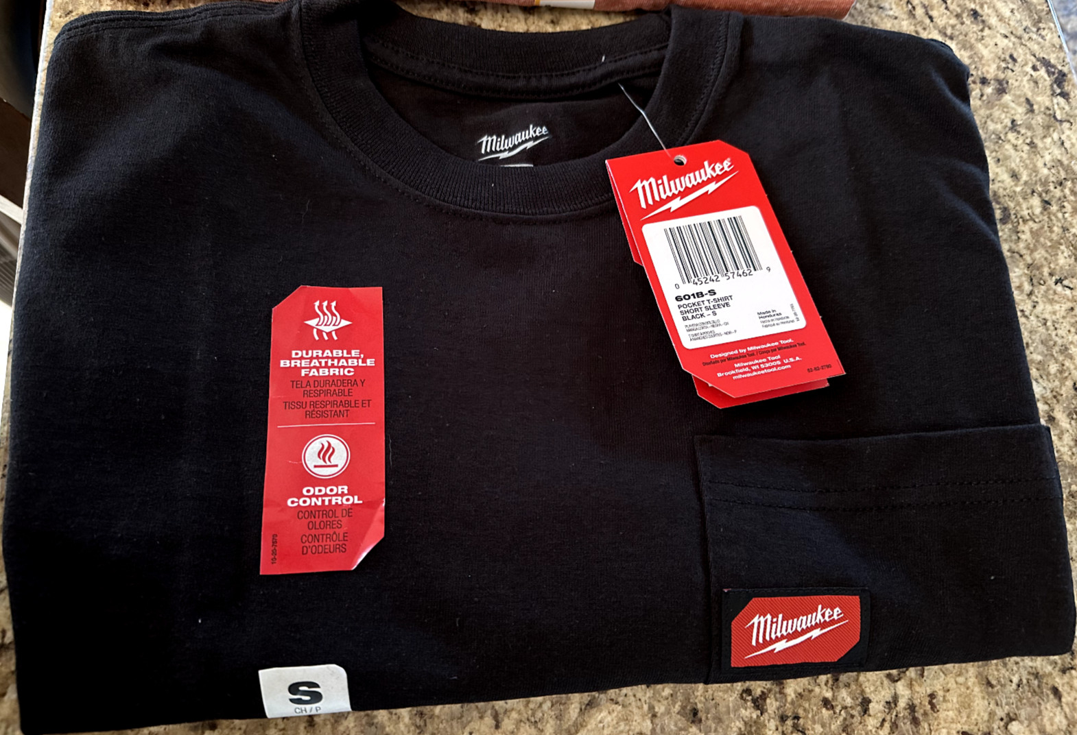 Lot (2) Carhartt & MILWAUKEE Tools Crew Neck T Shirt Heavy Duty S/S POCKET Small gallery