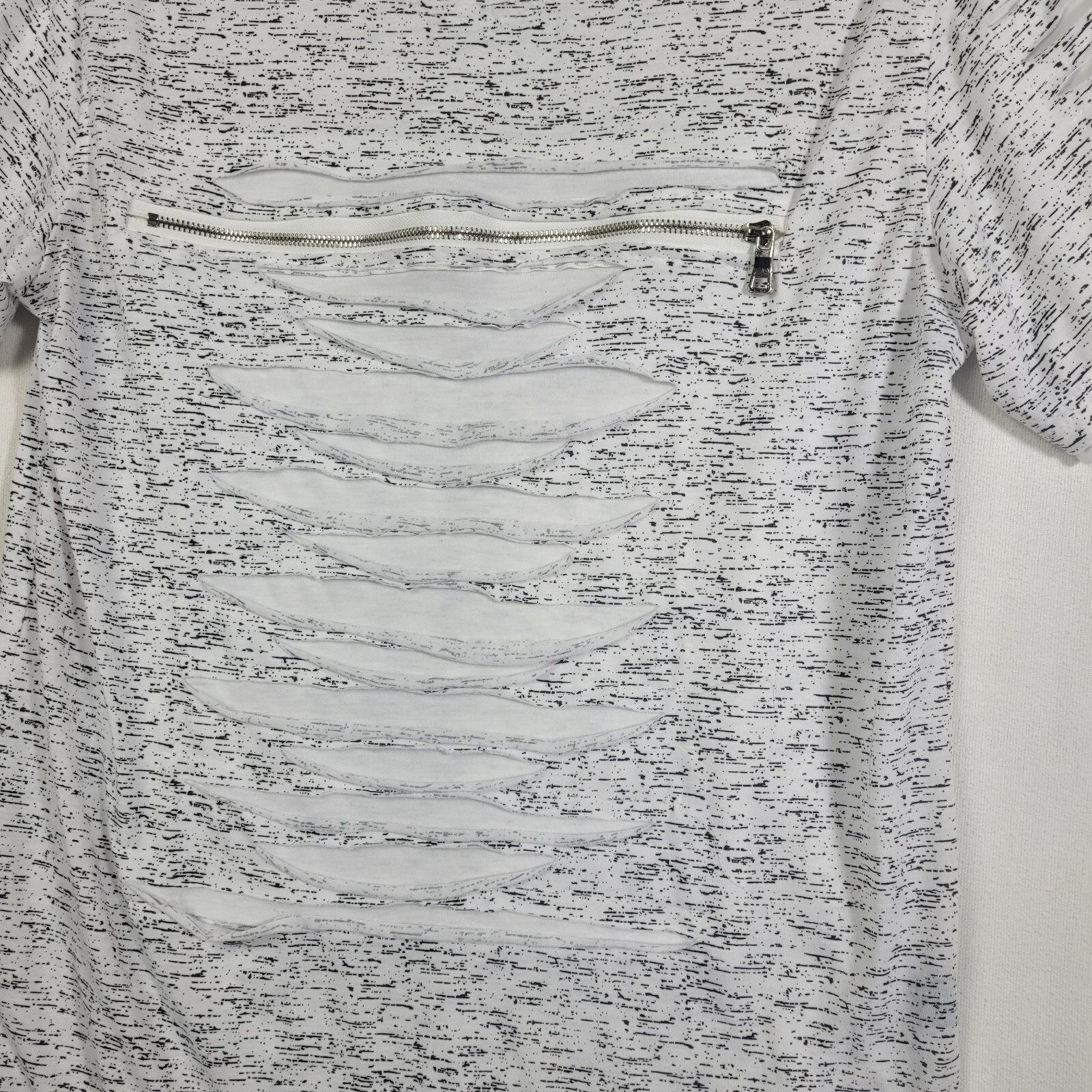 Carbon Mens T Shirt Size L Distressed White Gray Knit Rayon Crew Neck 70's gallery