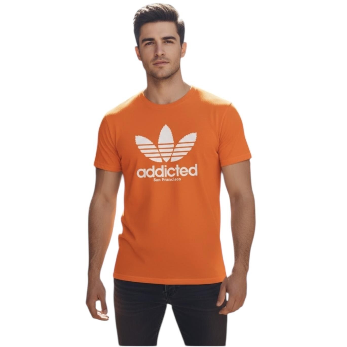 Addicted San Francisco Shirt Mens Medium Orange Parody Graphic Gildan Tee Logo gallery