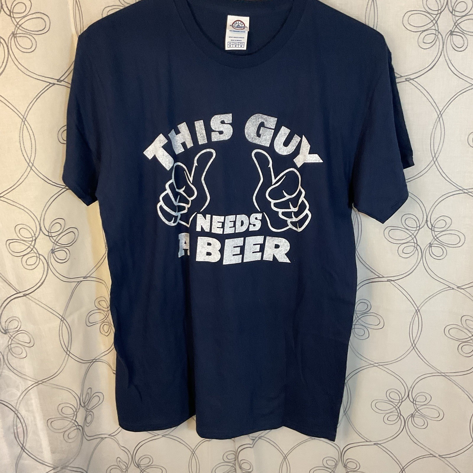 “This Guy Needs A Beer “T Shirt Navy Blue Short Sleeve Size Medium gallery