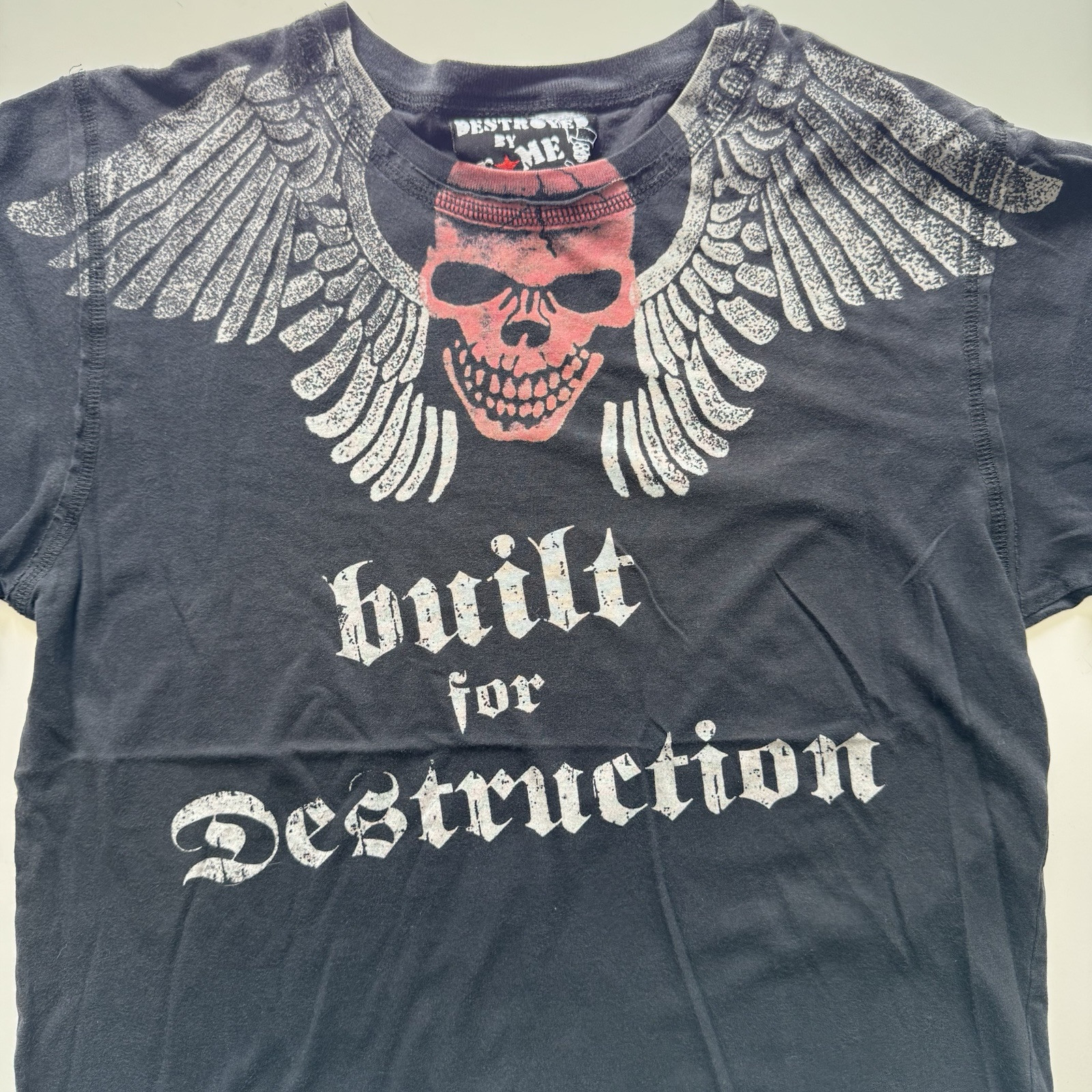 DESTROYED BY FAME Built For Destruction Adult Medium Tattoo Skull Wings Y2K gallery