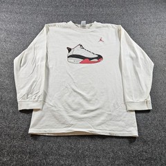 Jordan Shirt Mens Large White Long Sleeve Jumpman Sneaker Graphic Tee Basketball