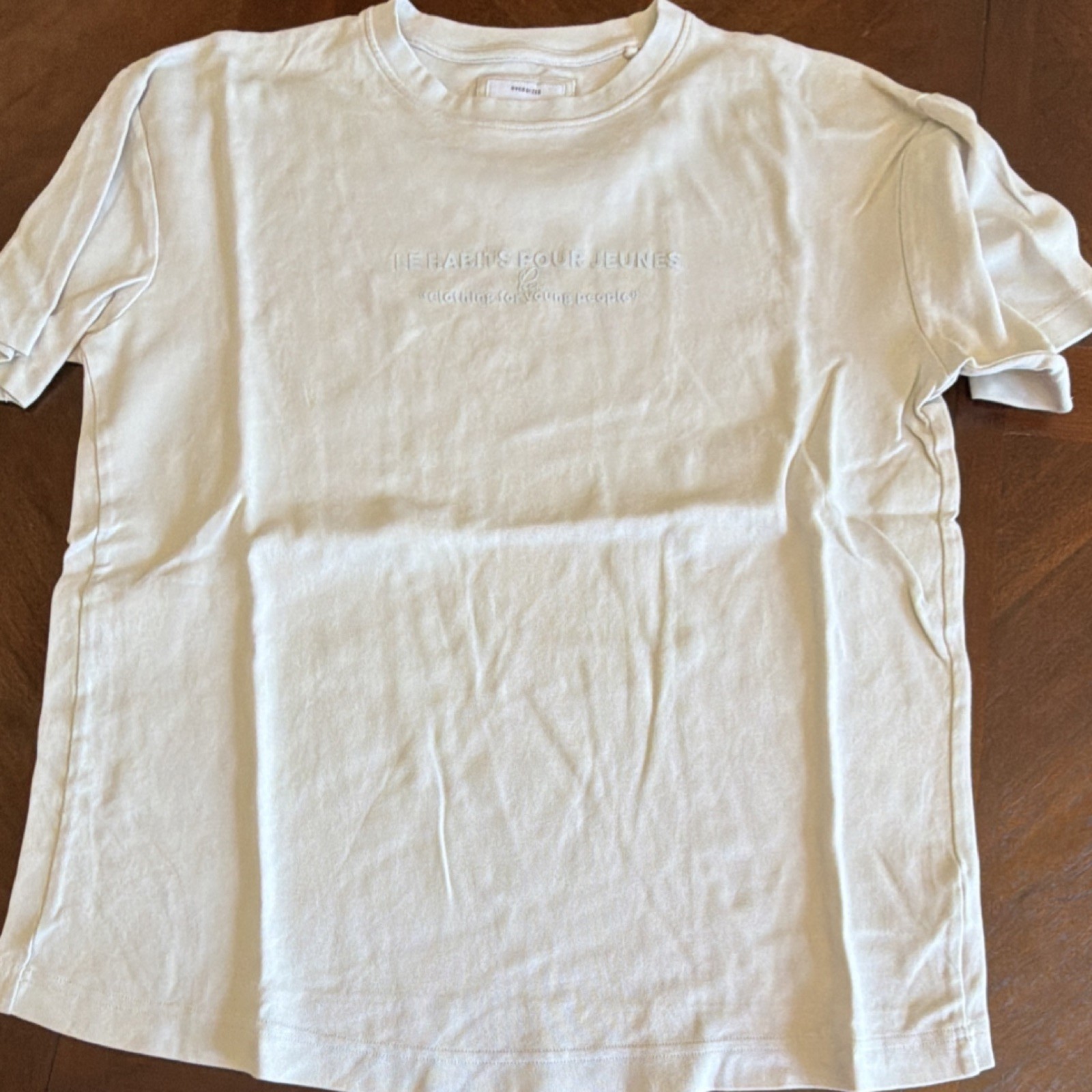 CM Ricky Singh Beige Logo Embroidered Jersey Men's T-Shirt M Oversized Crew Neck gallery