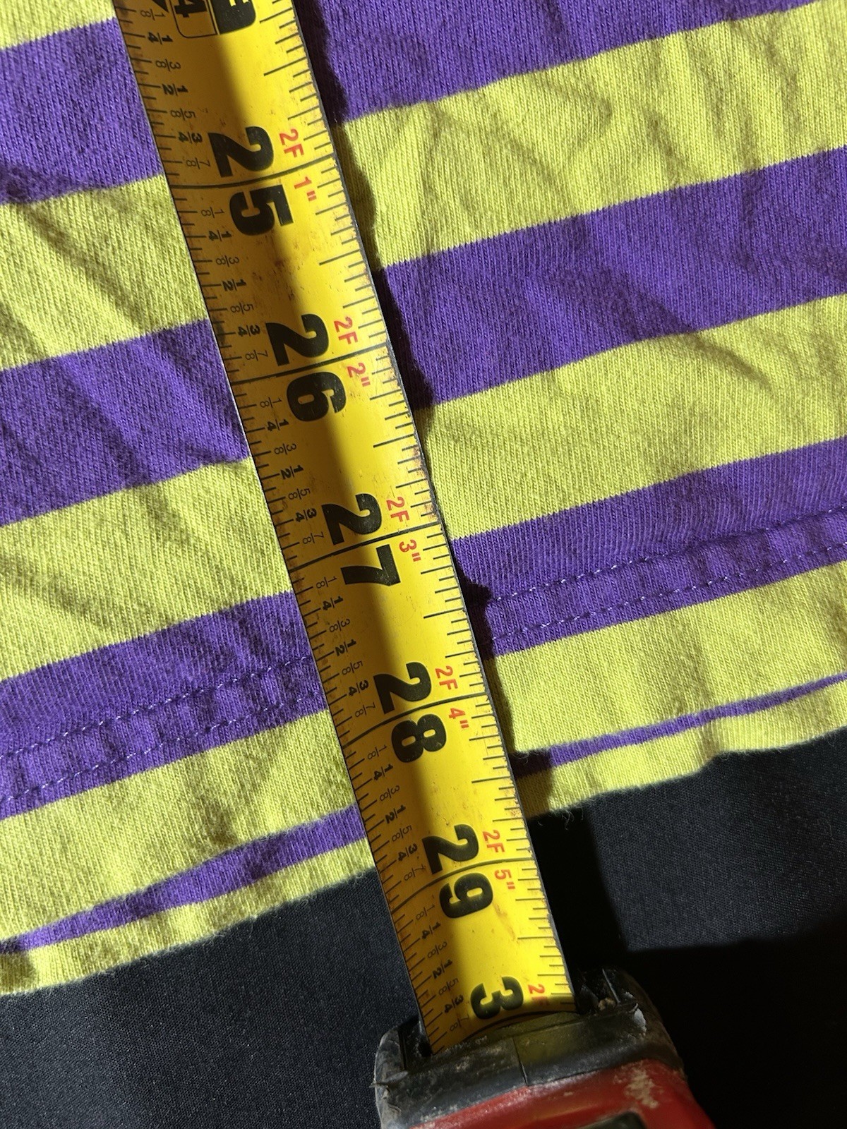 Supreme Purple Yellow Striped Logo T-Shirt Short Sleeve Crew Neck Men's XL gallery