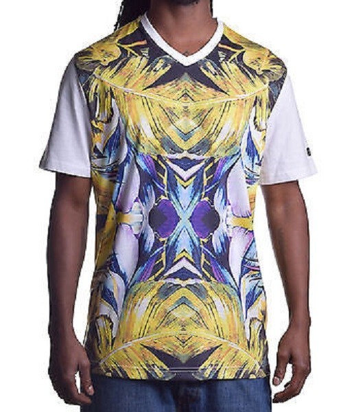 Sean John Mens All Over Graphic Premium Slim Fit Tee Shirt Large $49.50
