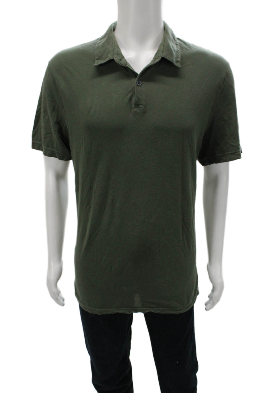 Standard James Perse Mens Polo Shirt Green Short Sleeve Cotton Size 3 gallery