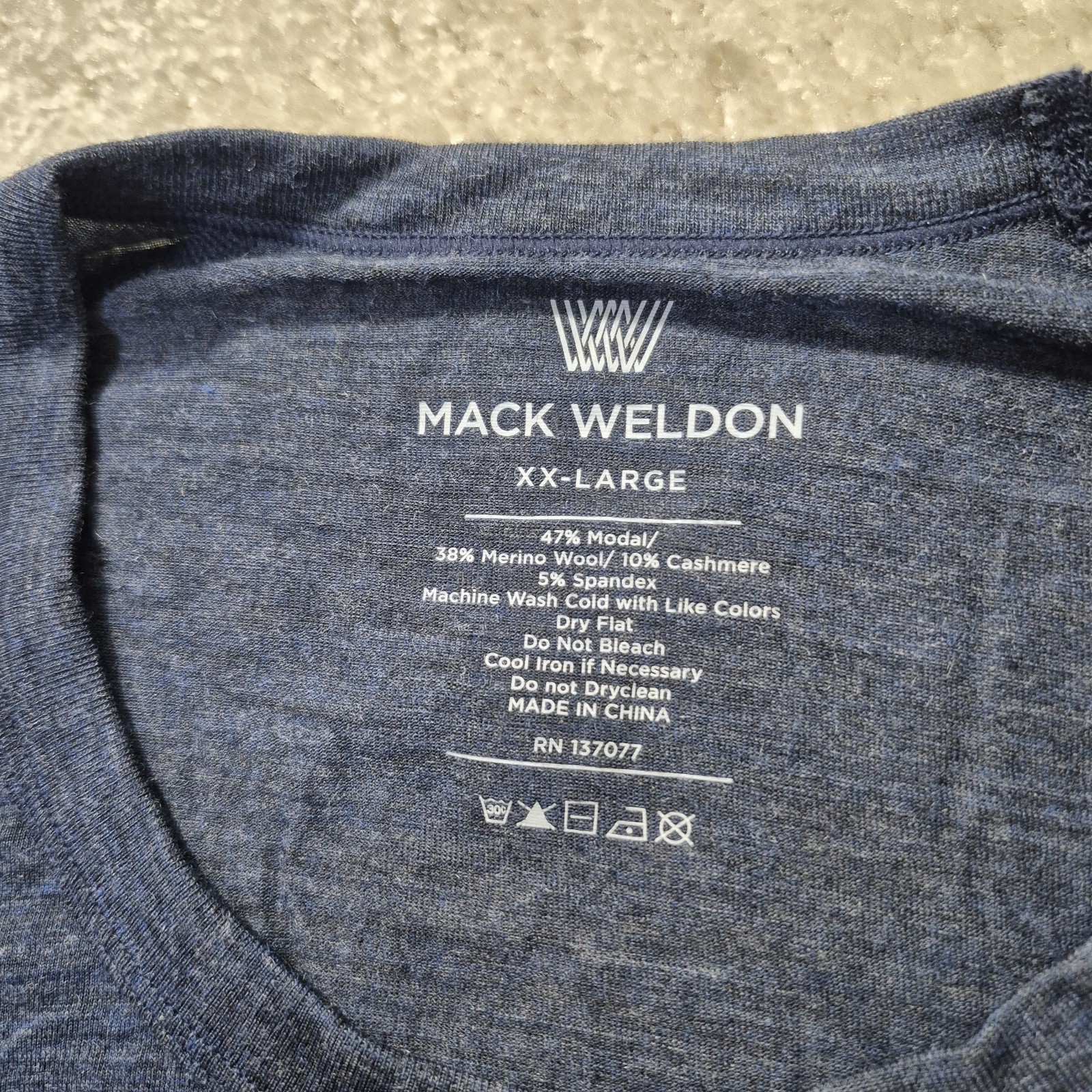 Mack Weldon Merino Wool Cashmere Top Mens 2XL Blue Fine Base Layer Outdoor Ski gallery