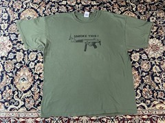 Vintage Y2K Submachine Gun ‘Smoke This’ Military Gun Shirt