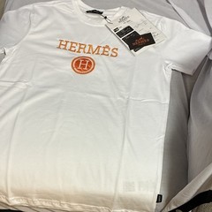 Hermès Embroidered Logo Crew Neck Short Sleeve Cotton Jersey T-Shirt L
