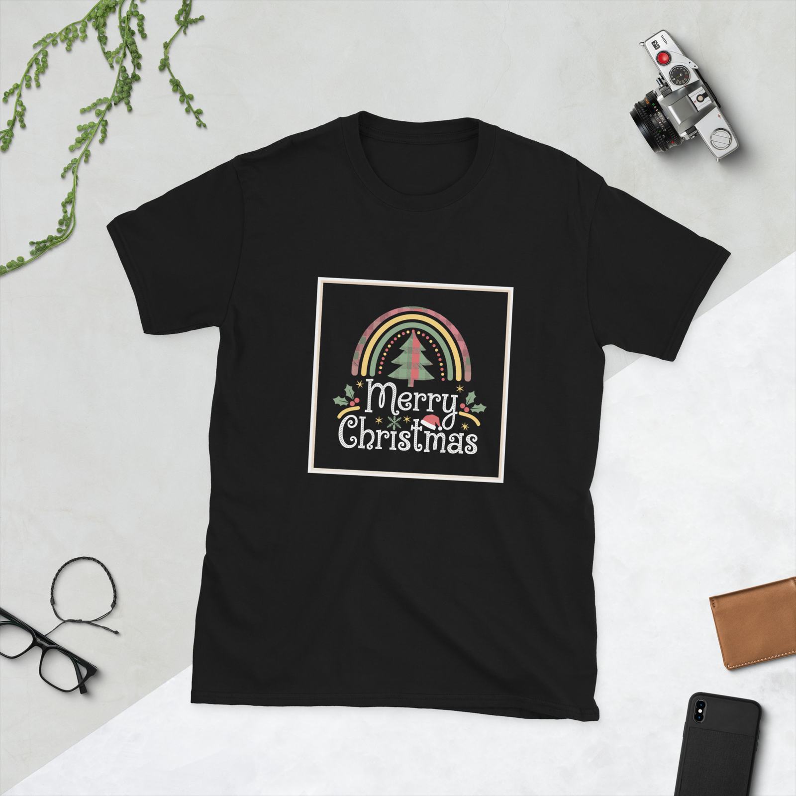 Merry Christmas Rainbow Tree Classic T-shirt Design Unisex T-Shirt gallery