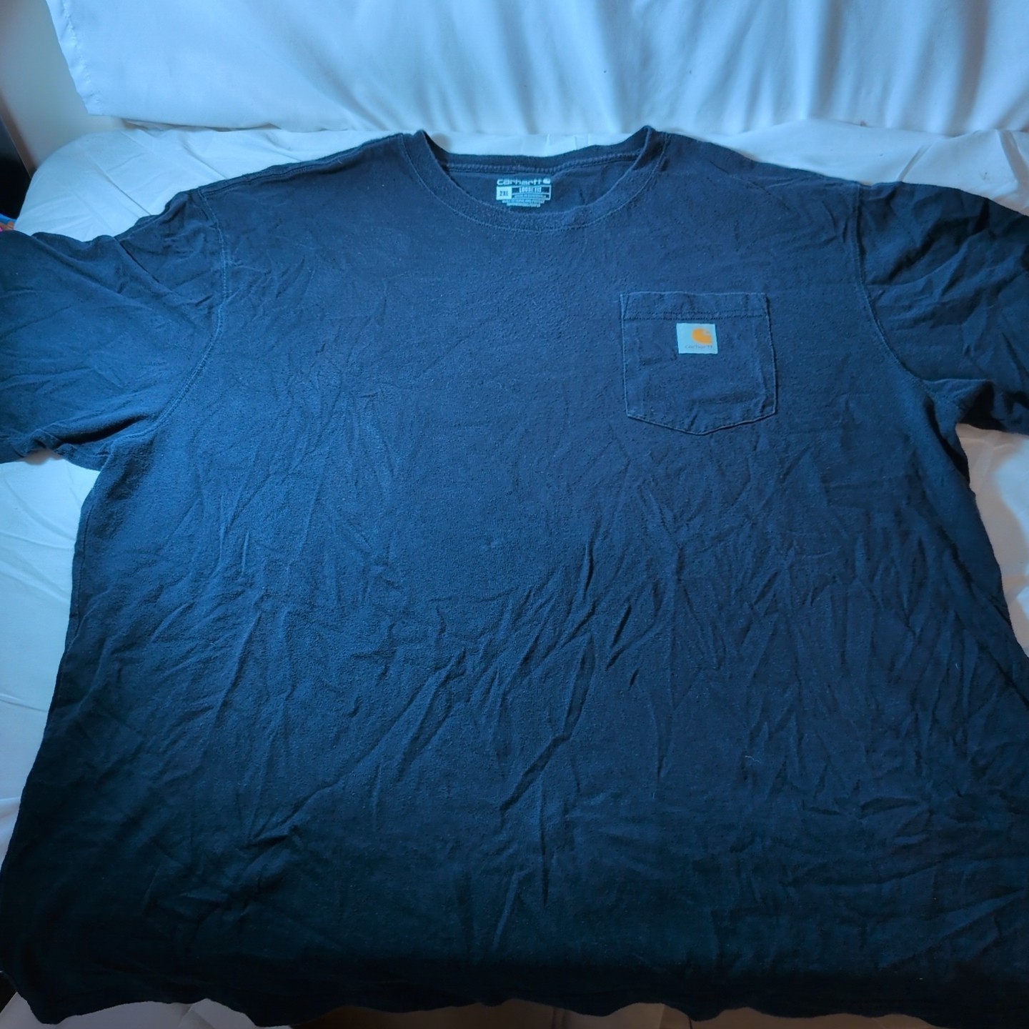 Carhartt Shirt Mens 2XL Blue Short Sleeve Pocket Tee Loose Fit Logo Free Ship! gallery